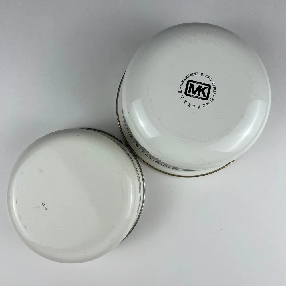 VTG Bowls M.‎ Kamenstein Enamel Set of 2 Floral 1982 Kitchenware Grandamcore